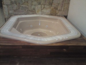 Rim Flow Jacuzzi in Wooden Surround