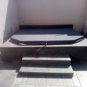 Grey Canvas Jacuzzi Cover Front Side Handle and strap