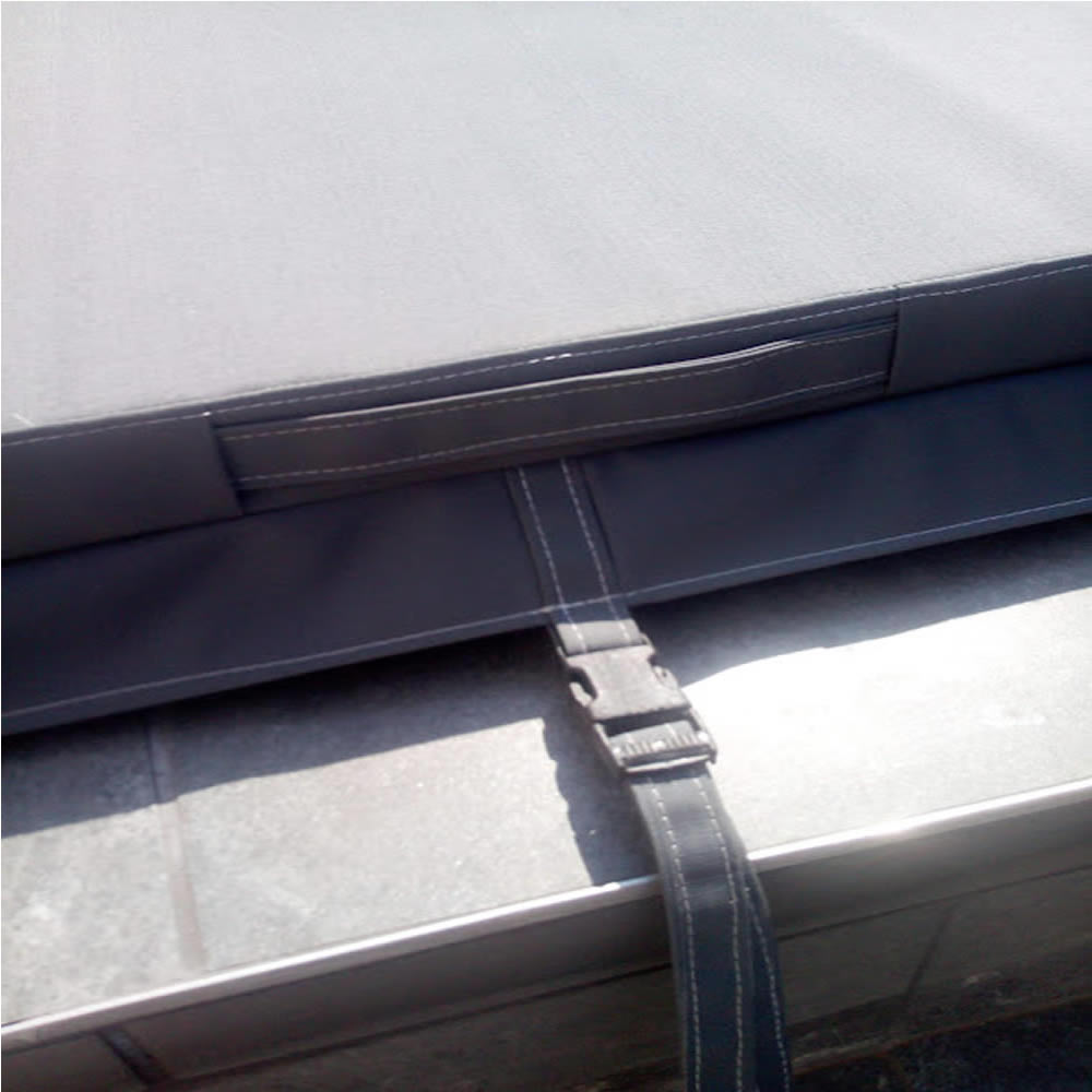 Grey Canvas Jacuzzi Cover Front Side Handle and strap